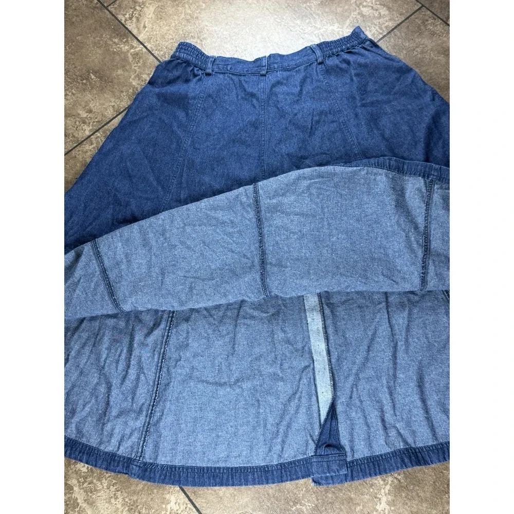 Vintage Jantzen Classics Denim A-Line Skirt Button Womens 12 Midi Pockets Cotton - Picture 9 of 9